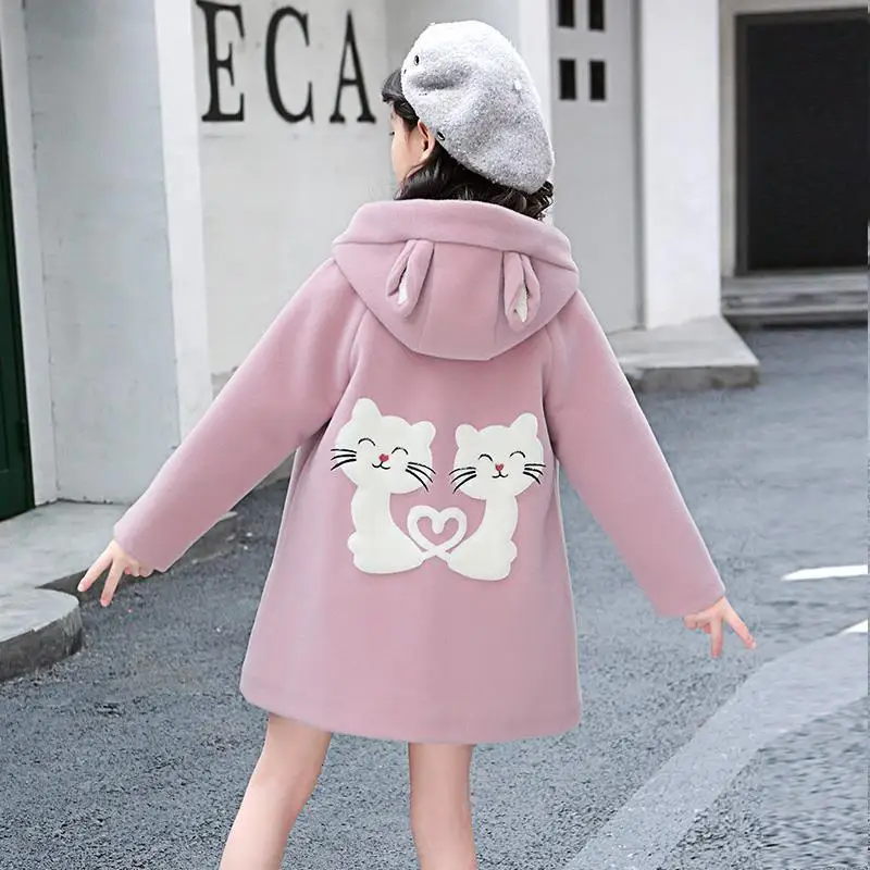 Лидер продаж модное Свободное пальто с капюшоном для девочек хлопковое детское