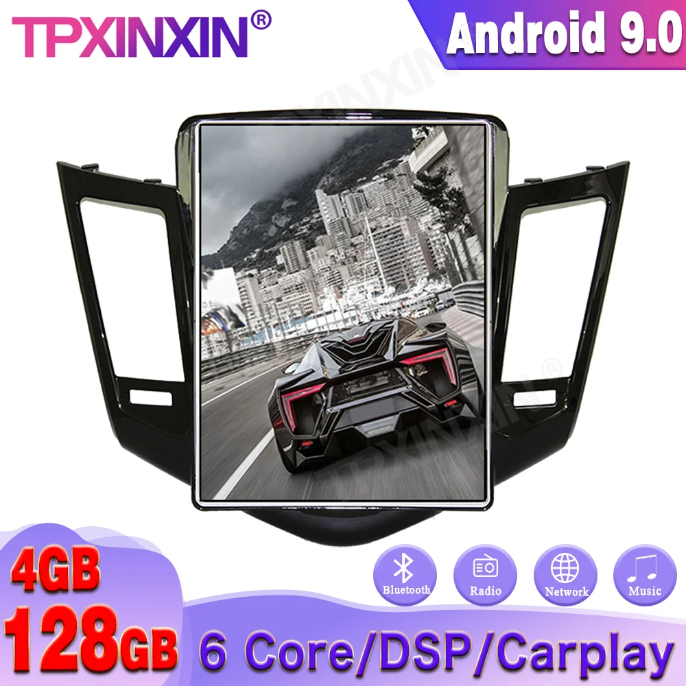 Для CHEVROLET CRUZE 2009 2013 4G + 128 ГБ Tesla Стиль Android 9 0 автомобиля GPS навигации стерео головное