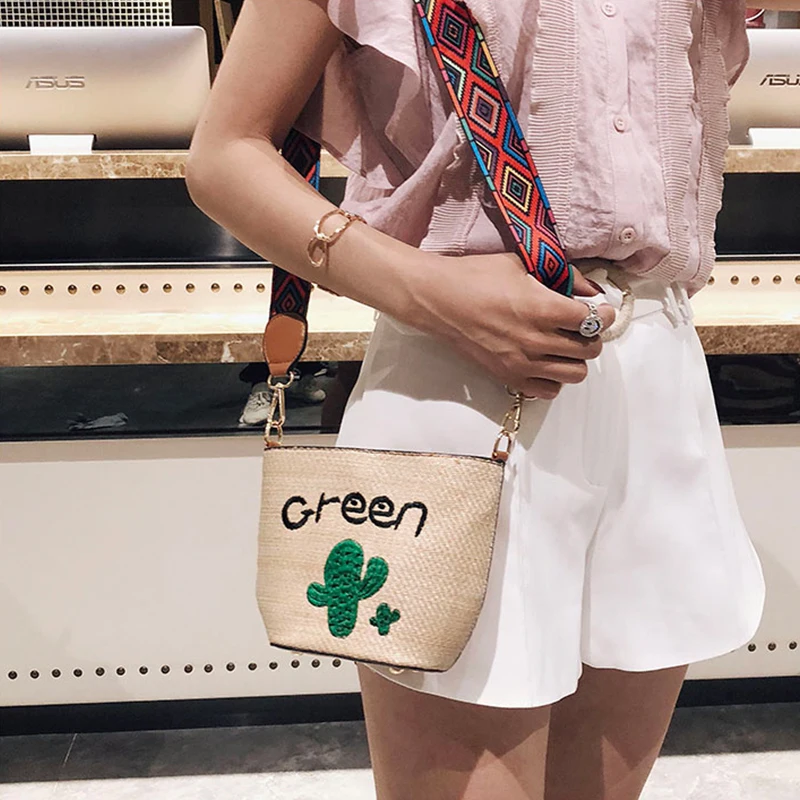 Женская сумка bolsas feminina новая маленькая ведро из соломы с вышивкой женская через