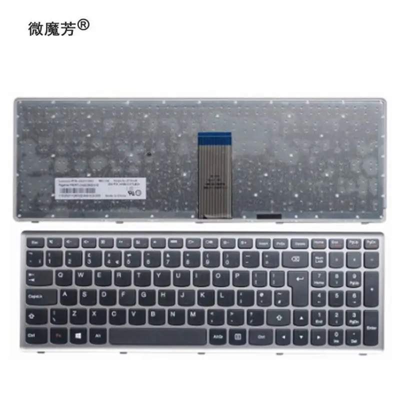 Великобритания клавиатура для lenovo Ideapad Z710 U510 Клавиатура для ноутбука серебряная рамка QWERTY
