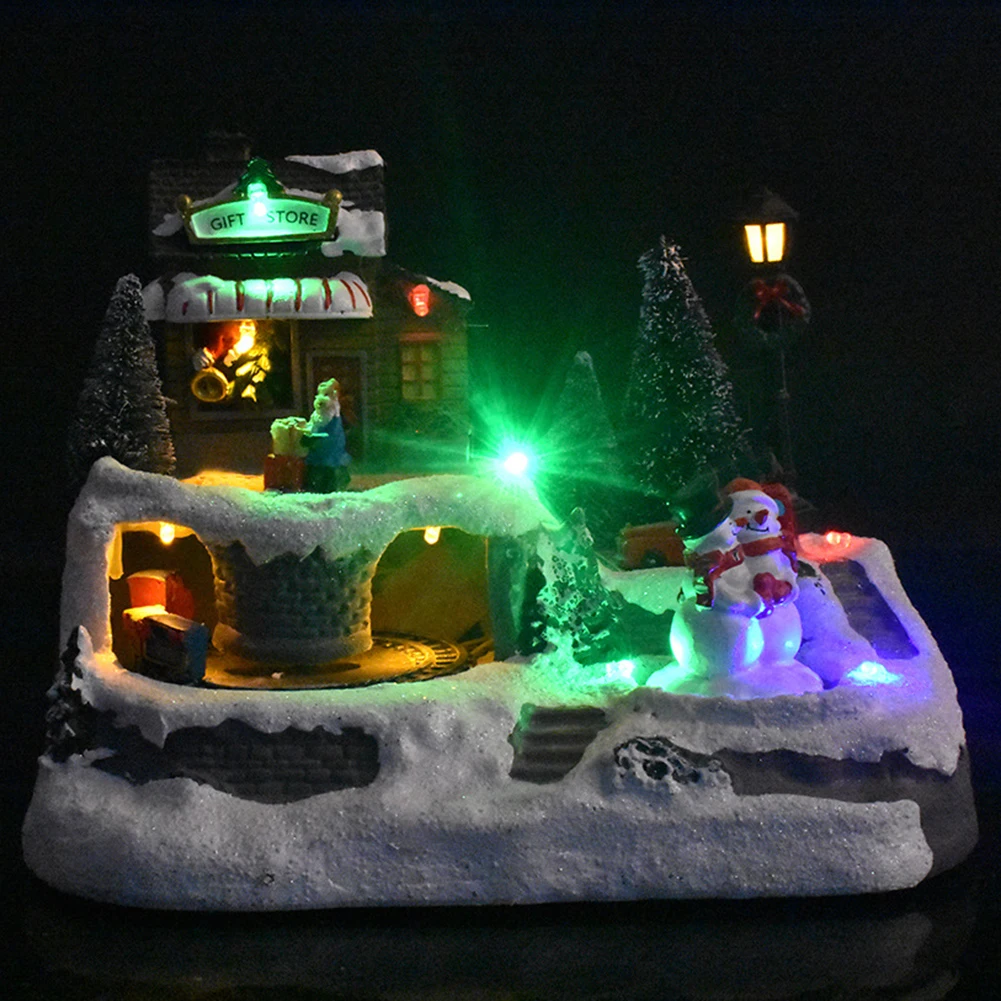

Christmas Decoration luminous Music Box European Snow House LED Light Rotating Music Box Classical Artware Kids Birthday Gift