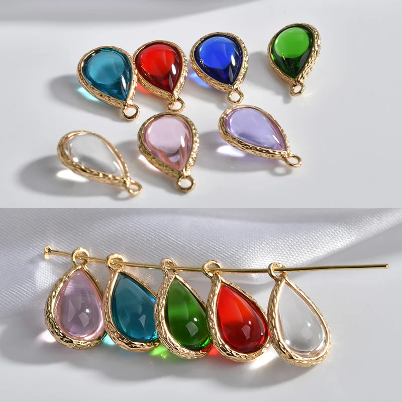 Корейский ветер изысканный край в форме капли Хрустальное стекло кулон DIY