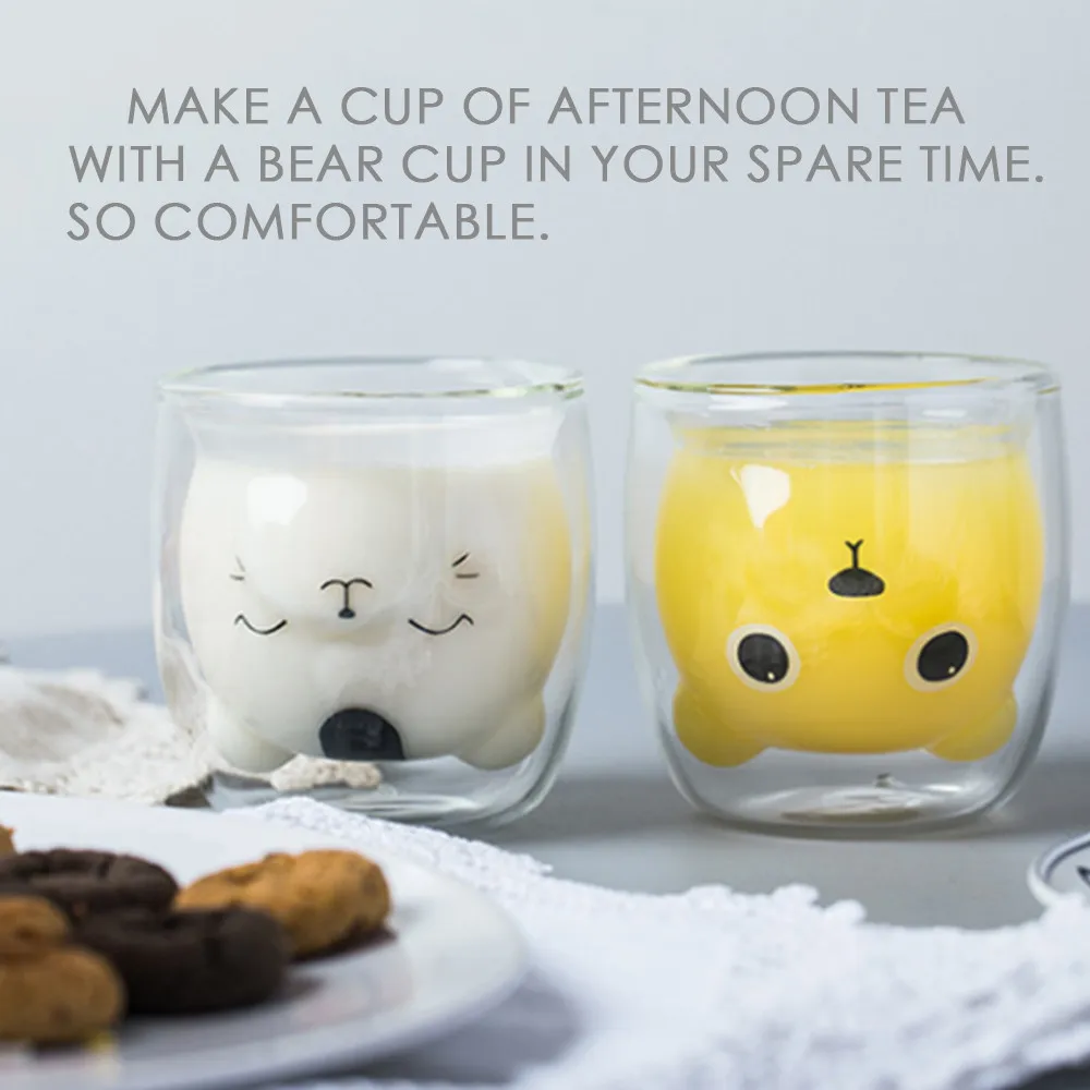 Чашка для маленького медведя стакан молока двойная Изолированная кофейная чашка