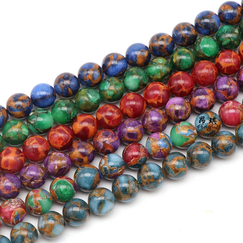 Бусины Из Натурального перегородчатого камня круглые бусины россыпью из для