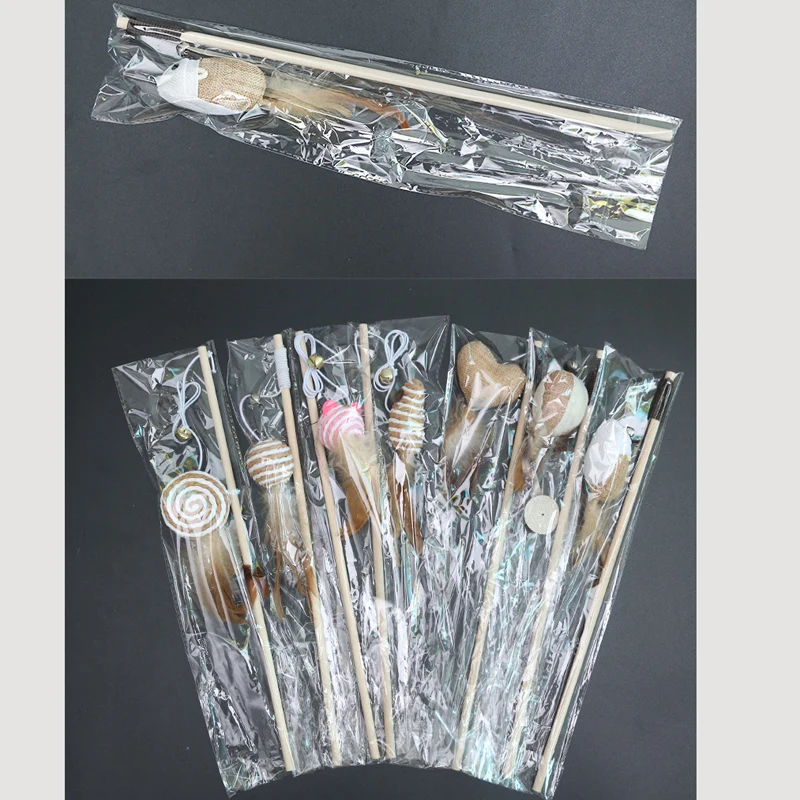 

Creative Wood Pet Toys Cat Teaser Rod Interactive Funny Cat Rod Linen Knitted Replacement Head Cat Accessories Pet Supplies