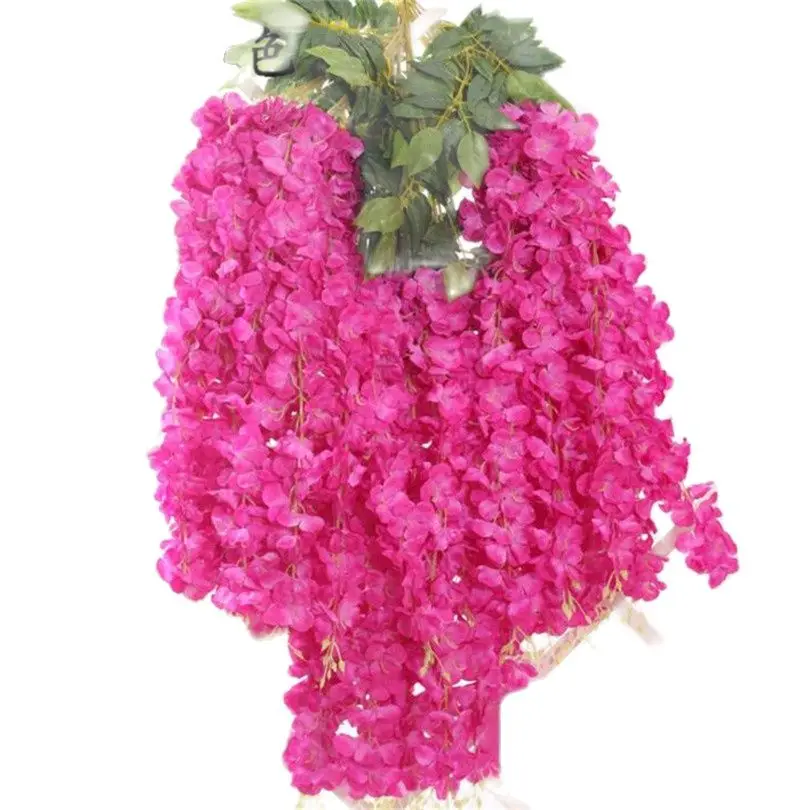 

6pcs Silk Hydrangea Flower Vine Romantic Hanging Flower Vines 110cm Long for Wedding Party Home Artificial Decoration