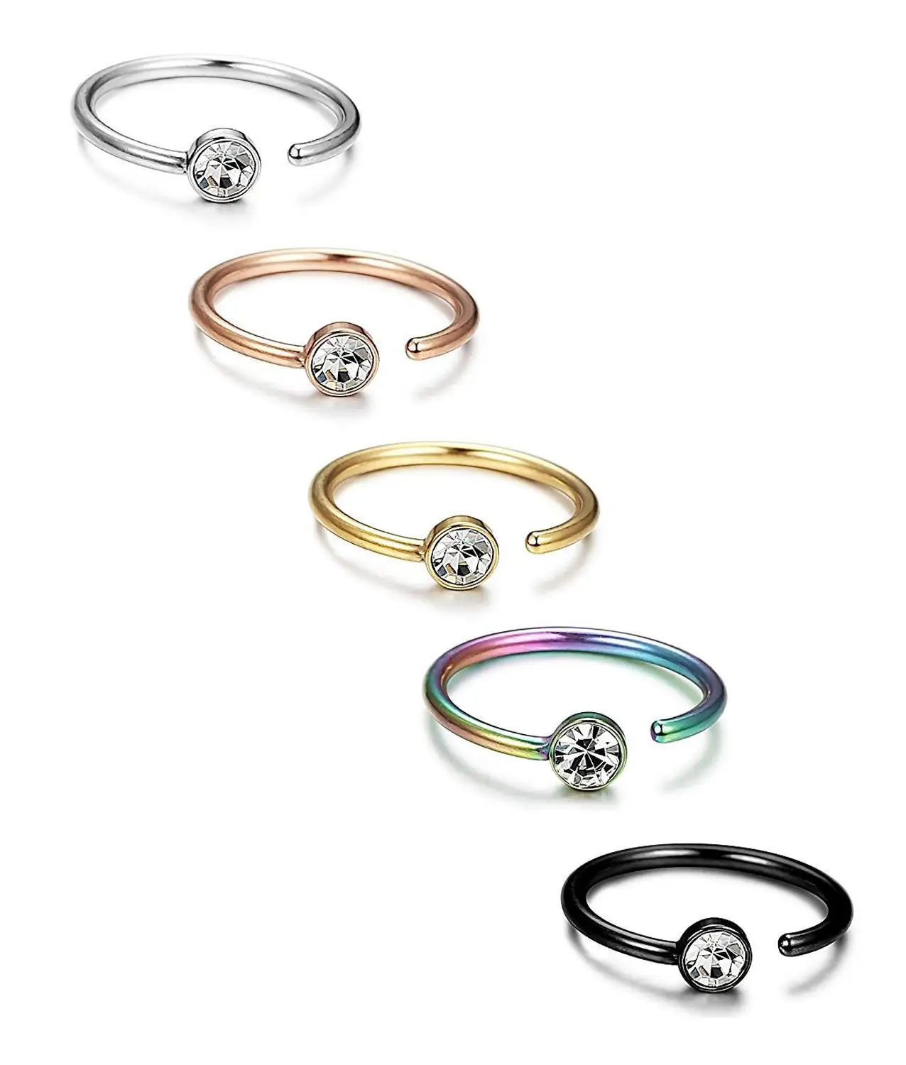 Кольцо для пирсинга женское из нержавеющей стали с фианитом маленькое Ювелирное