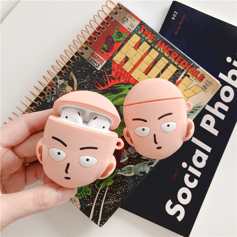 3D Аниме One Punch Man брелок для ключей чехол наушников Apple Airpods силиконовый Защитный