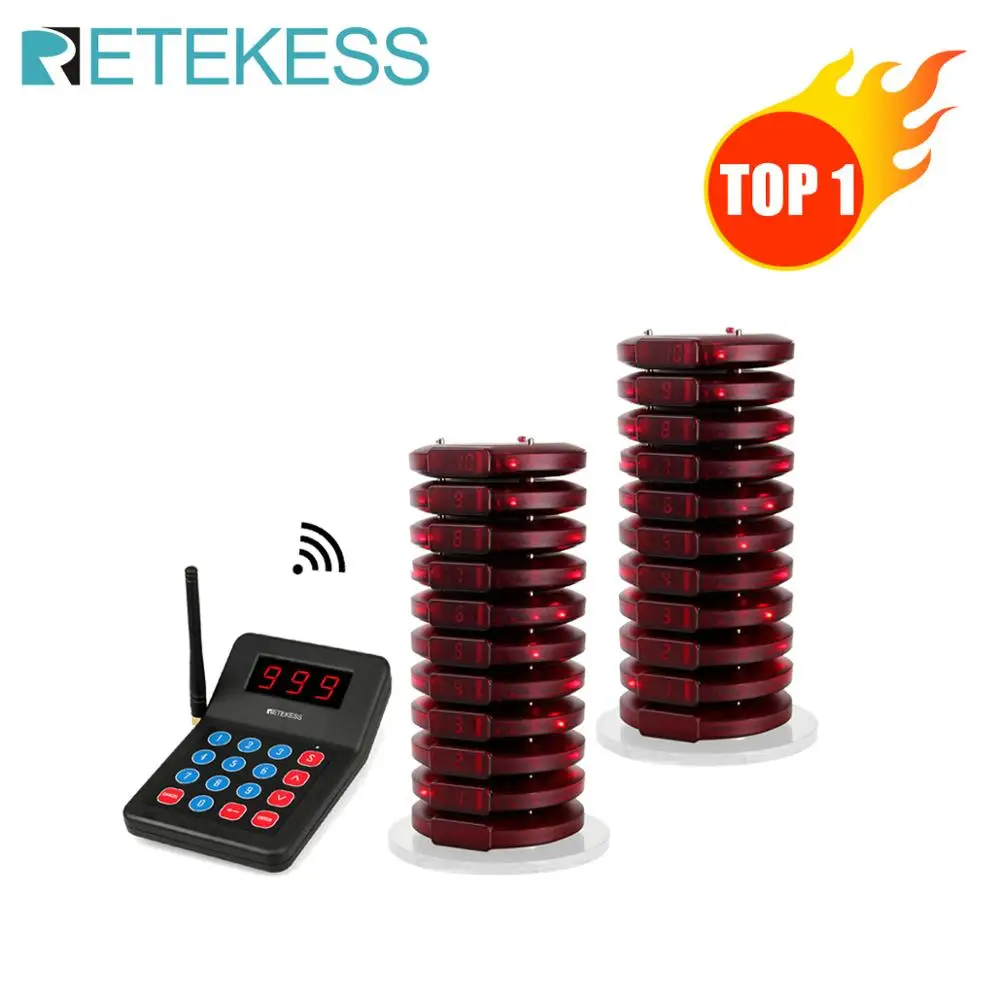 RETEKESS T119 999 канальный ресторанный пейджер, Беспроводная система подкачки очереди, таблица, очередь, вызов, Coaster, пейджер для фаст-фуда, кафе-магазин