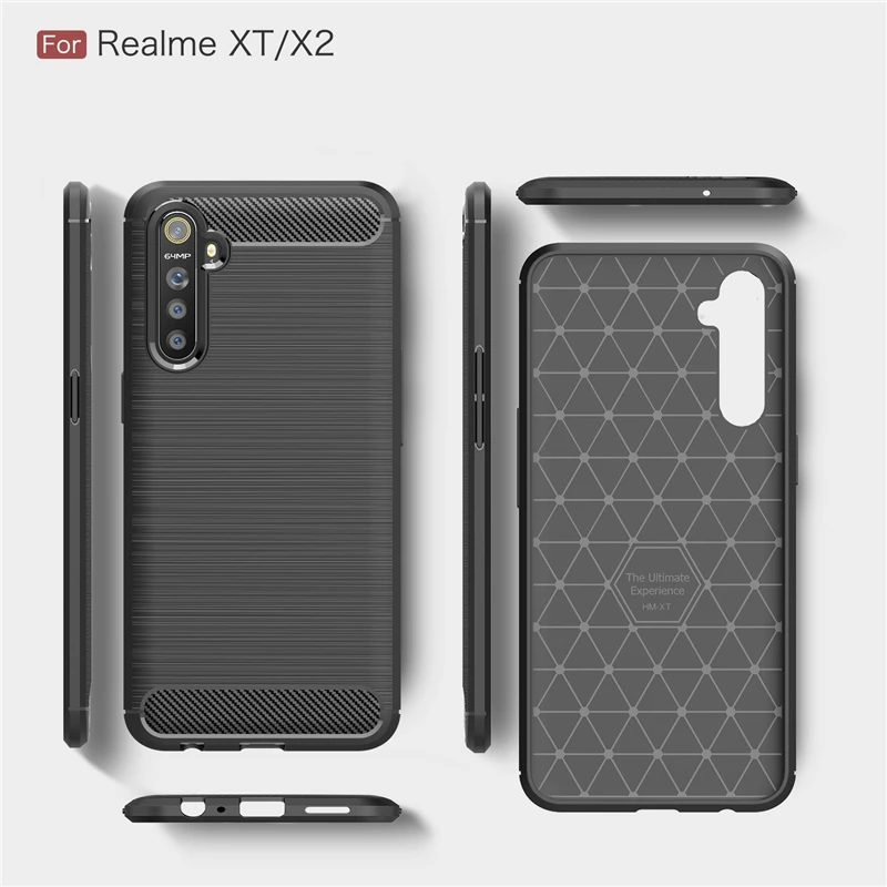 carbon fiber cover for oppo realme xt case silicone rubber bumper shockproof cover for oppo realme xt case realme xt 730g xt free global shipping