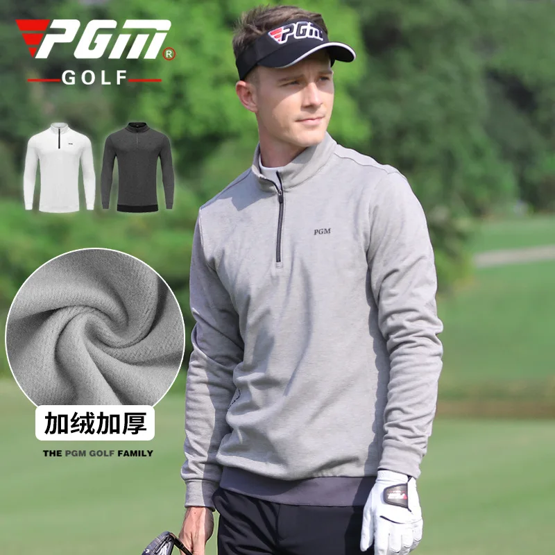 PGM  Autumn Winter Golf Apparel Men's Fleece Keep Warm Long-Sleeved Jacket Soft Comfortable 1/4 Zip Neck Pullover Sportswear