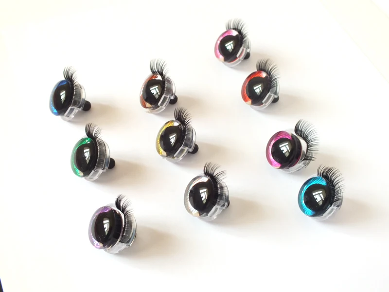 Juego de 20 ojos 3D de 20mm, Ojos de seguridad con pesta&ntilde;as, parpadeantes para Amigurumi, Animal de peluche de ganchillo, accesorios para mu&ntilde;ecas-1