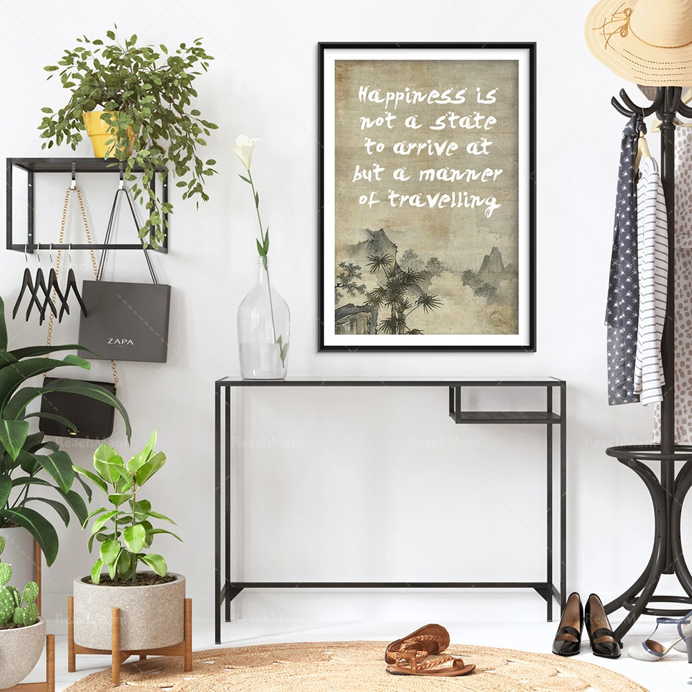 

Zen Quote Poster 3 - Happiness is not a state to arrive at but a manner of travelling - Original Art Print Gift Wall Decor