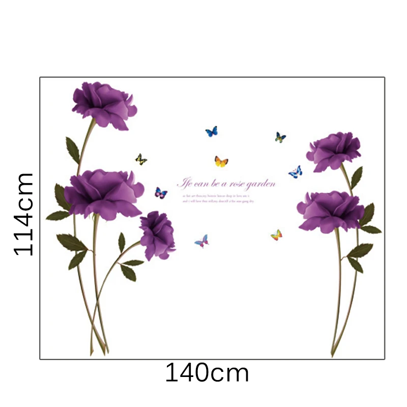 

Adhesive Wall Sticker Rose Flower Decals Display Home Living Room Bedroom Background Decor Waterproof Sticky