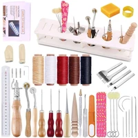imzay 39 pcs leather working tooling kit with instructions scratch wire wheels waxed thread for leather sewing