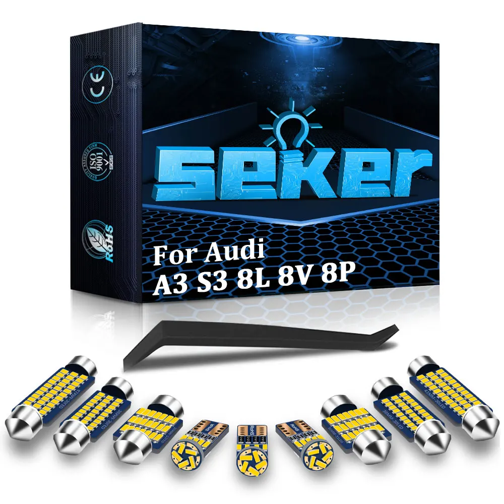 

Seker Canbus Interior LED For Audi A3 8L 8V 8P Hatch Sport LED Interior Map Dome Trunk Footwells Door Light Kit (1996-2018)