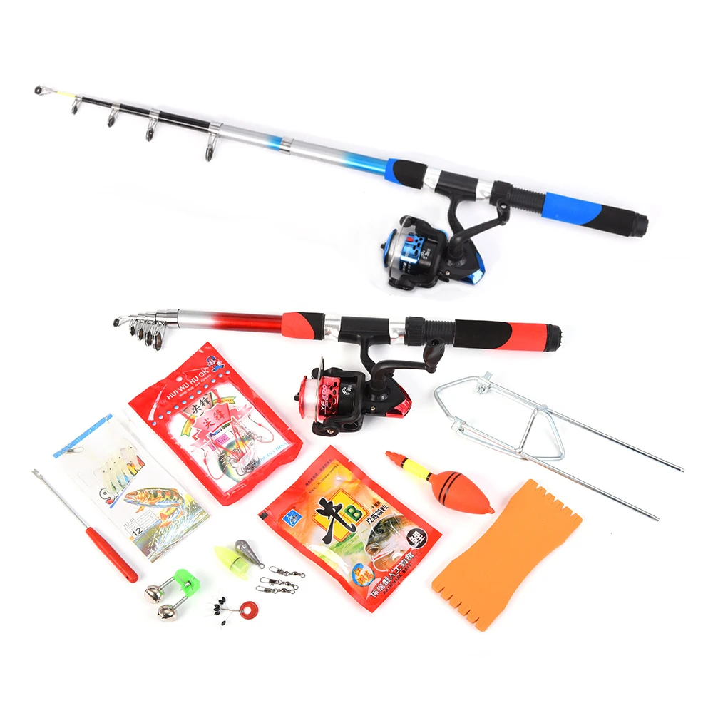 

Lixada Fishing Rod Reel Combo Full Kit with 2PCS 2.1m Telescopic Fishing Rods 2PCS Spinning Reels Fishing Lures Hooks pesca