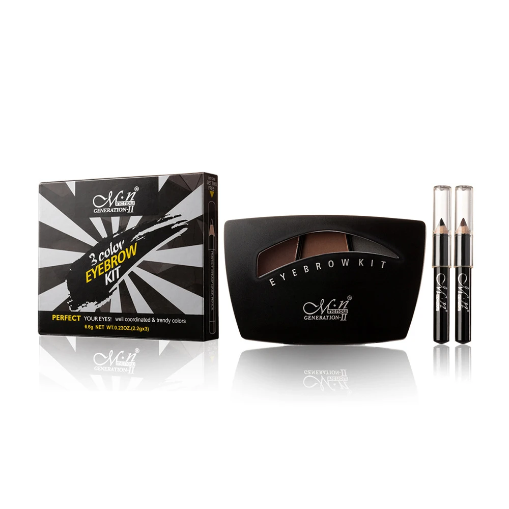 Трехцветная пудра для бровей плюс карандаш натуральные трехмерные