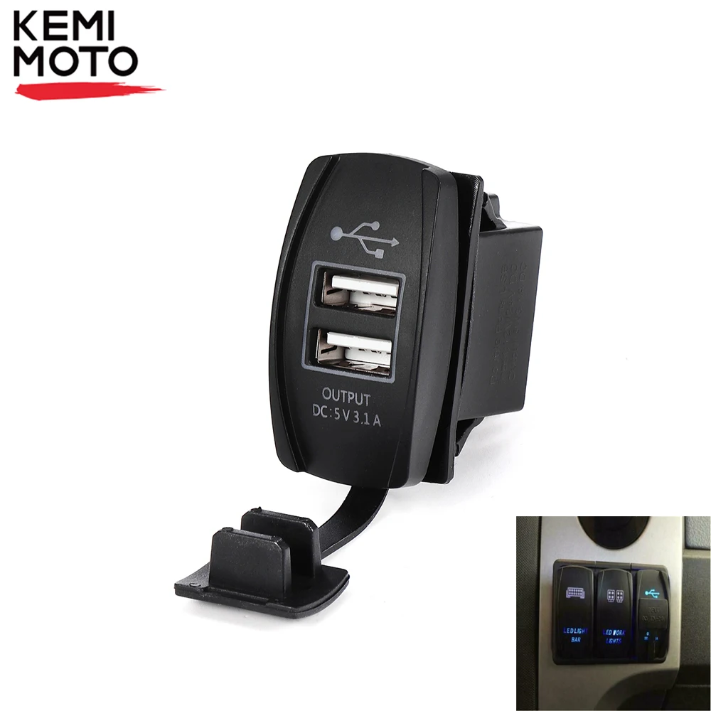 12V и 24V ATV USB Зарядное устройство с подсветкой кулисный переключатель для Can am для Джон Дир Polaris RZR 900 800 1000 мотоцикла для зарядки