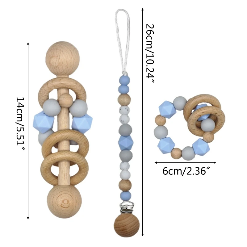 

OOTDTY 1 Set Baby Pacifier Clip Chain Dummy Holder Bracelet Teething Soother Toy Infants Rattle Teether Newborn Shower Gifts