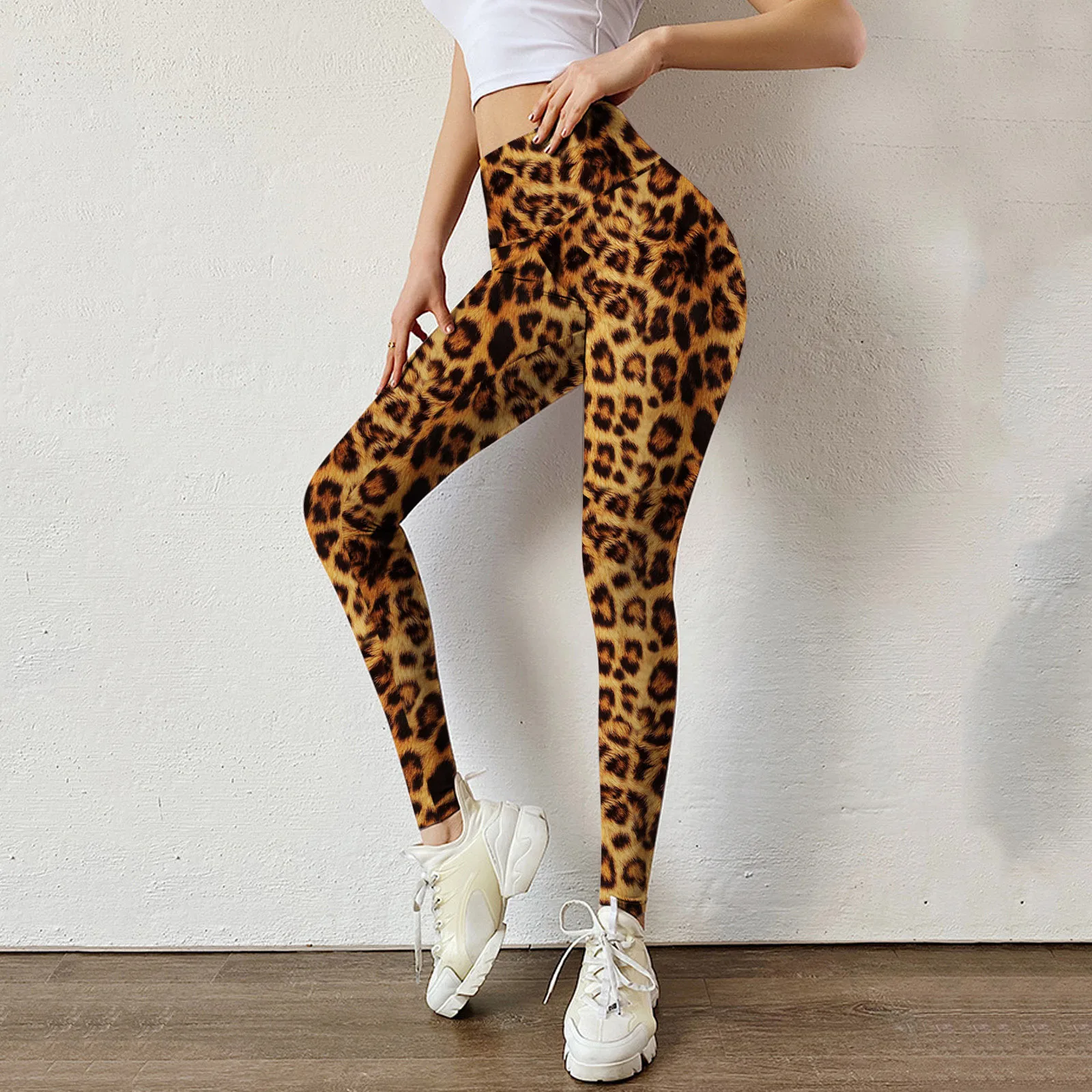 

Dabourfeel 2021 New Mid Waist High Elastic Bow Knot Leggings Printed Stretch Tights Peach Hip Fitness Pants For Sports