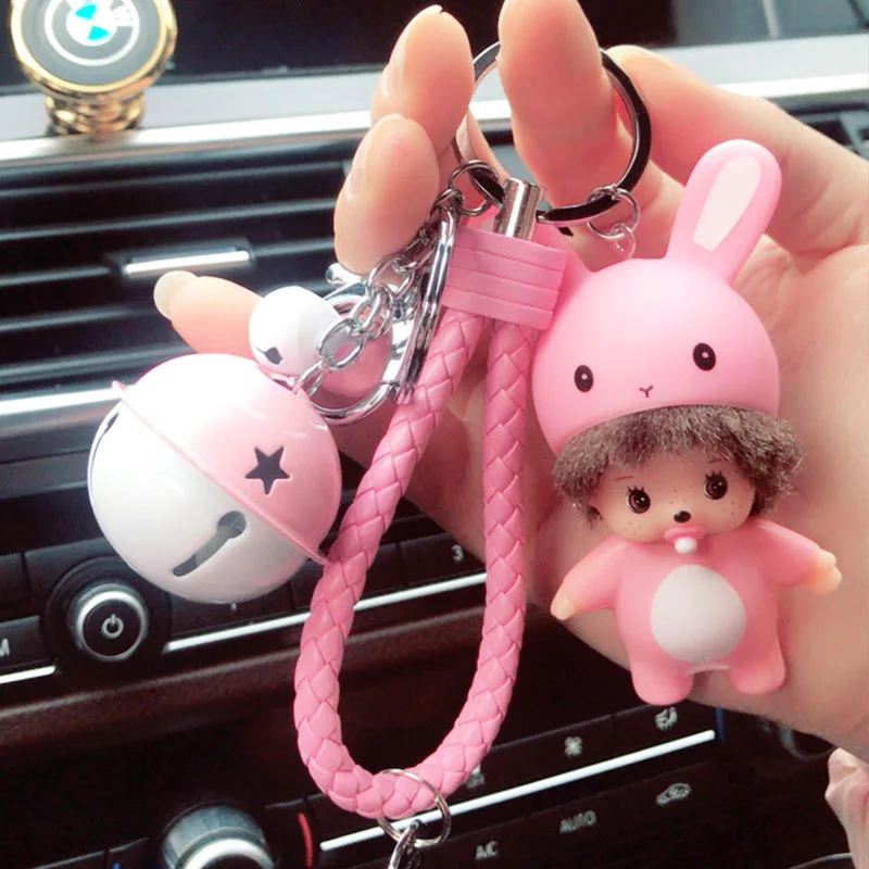 

Baby Doll Toy DropshipCute Sleeping Baby Doll Key Chains For Women Bag Toy Key Ring Fluffy Pom pom Faux Fur Plush Keychains