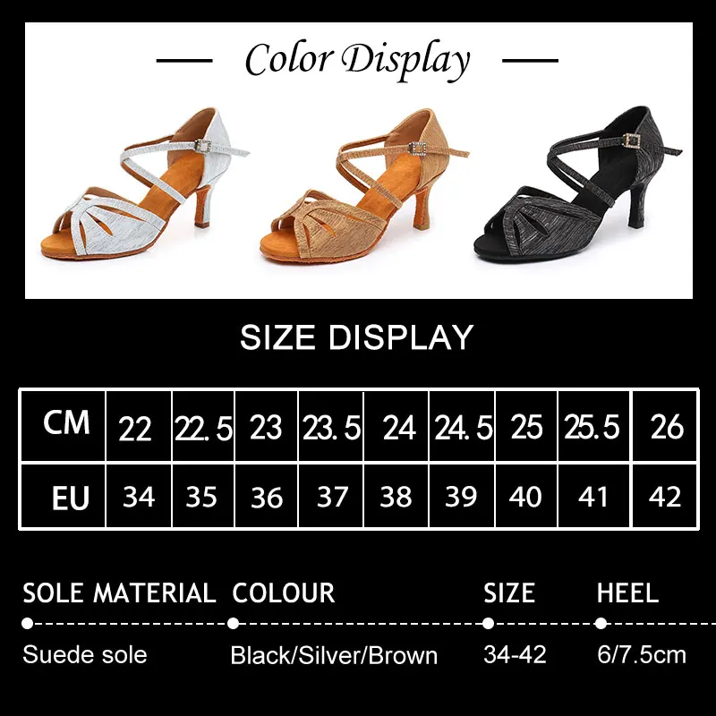 SWDZM Latin Dance Shoes Women Ballroom High Heeled Salsa Samba Dancing Shoes Girls Ladies Indoor Soft Bottom Party Sandals