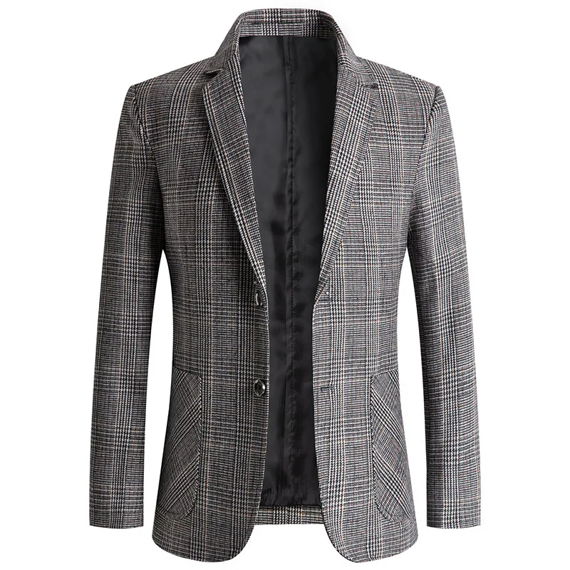 

Mens Blazers Men's Spring Autumn Fashion Plaid Suit Jacket Coat Men Business Casual Slim Suit Jackets Non-iron Outerwear Male