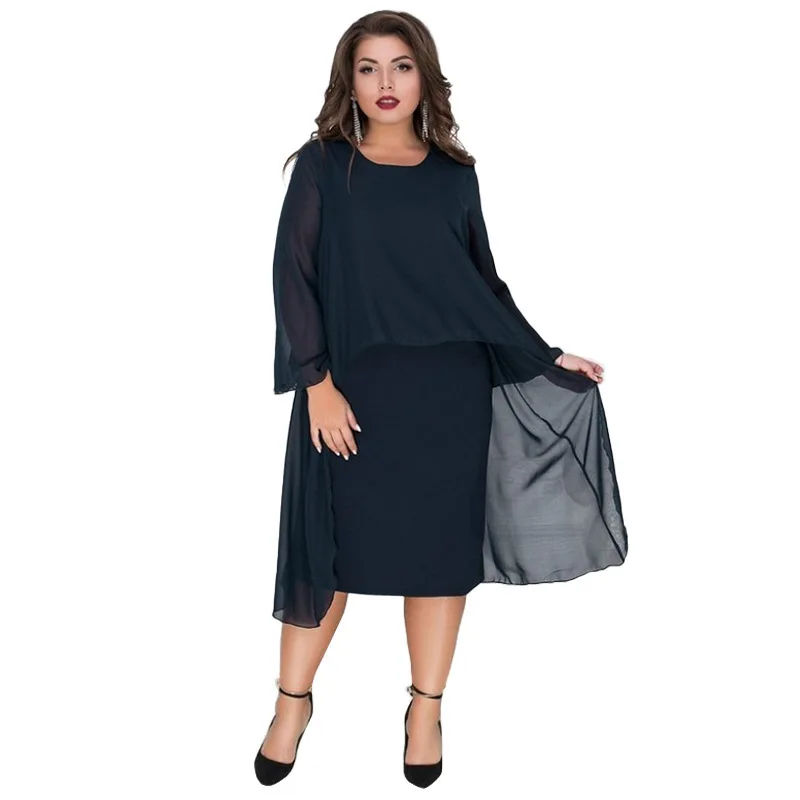 

Женское длинное платье-трапеция, с круглым вырезом