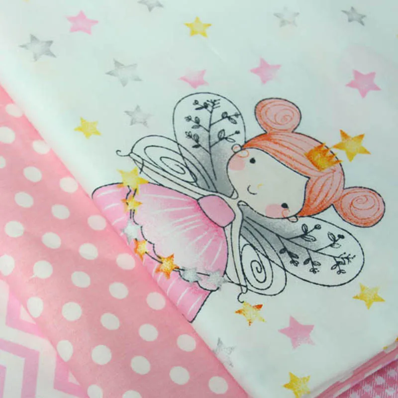 Милая Белая серая ткань в горошек с рисунком ангела звезды и волны 100% хлопок