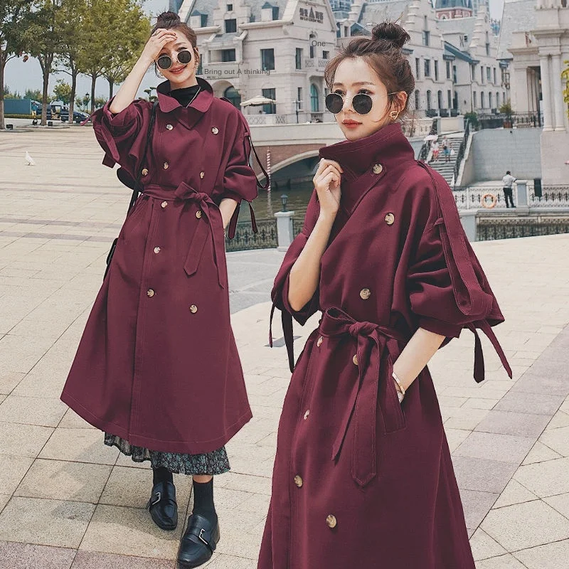 

Windbreaker mid-length Autumn New loose drape British style popular coat
