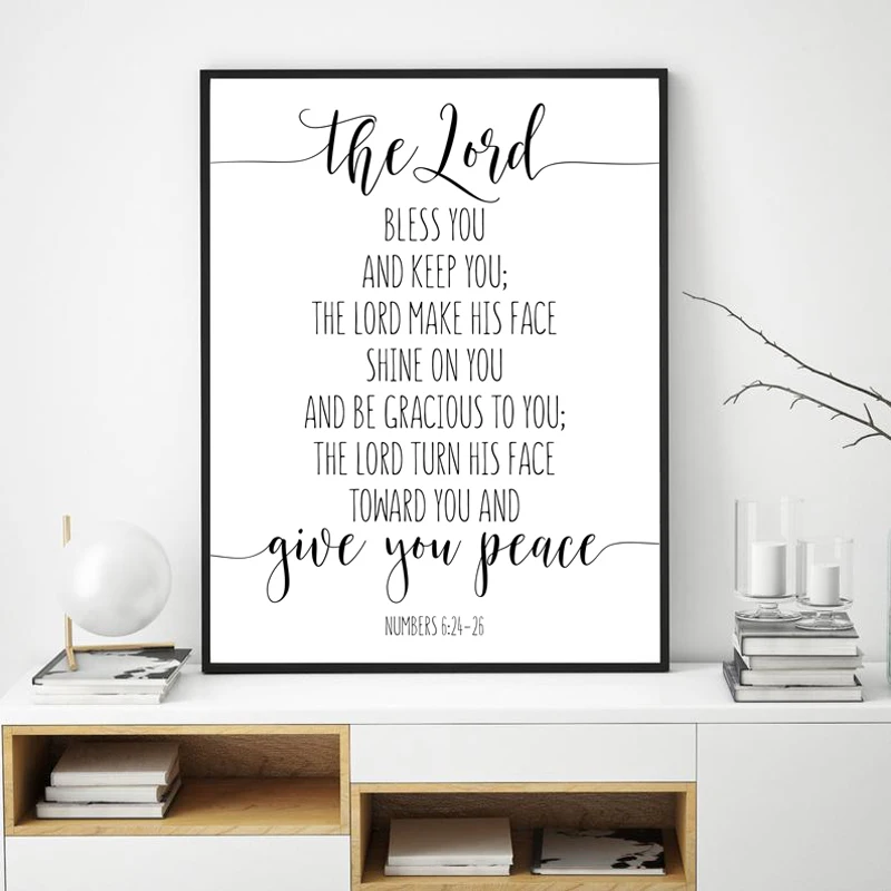Христианская Настенная картина на холсте с надписью The Lord Bless You and Keep Bible | Дом и сад