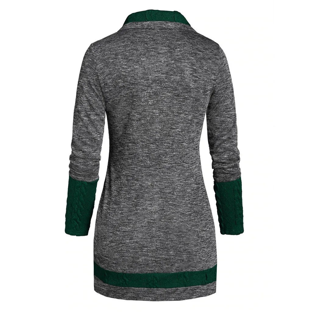 Pachwork Women's Long Sweater 2019 Autumn Winter Jumper Irregular Pullover Women Knitted Thick Button jersey mujer | Женская одежда