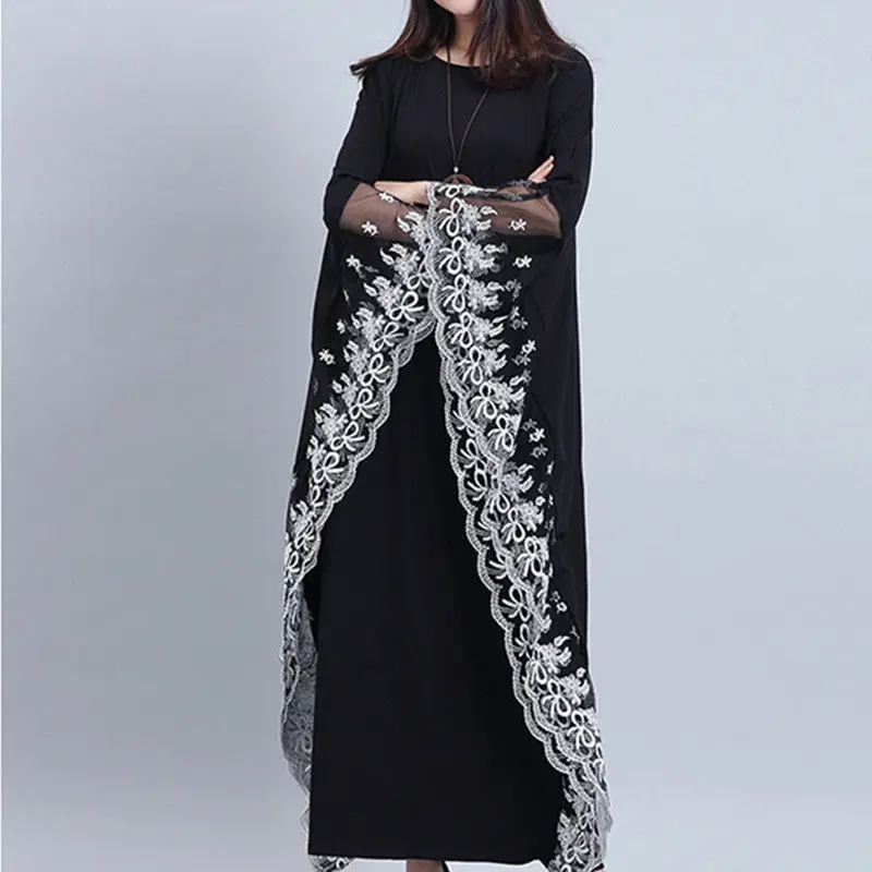 

Женское платье с рукавом летучая мышь, длинная юбка большого размера в национальном стиле ретро, лето 2021