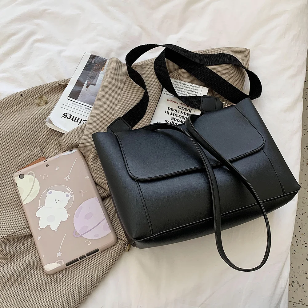 

Fashion Solid Color Crossbody Bag Casual Women PU Leather Handbags Commuter Large Capacity Shoulder Satchel