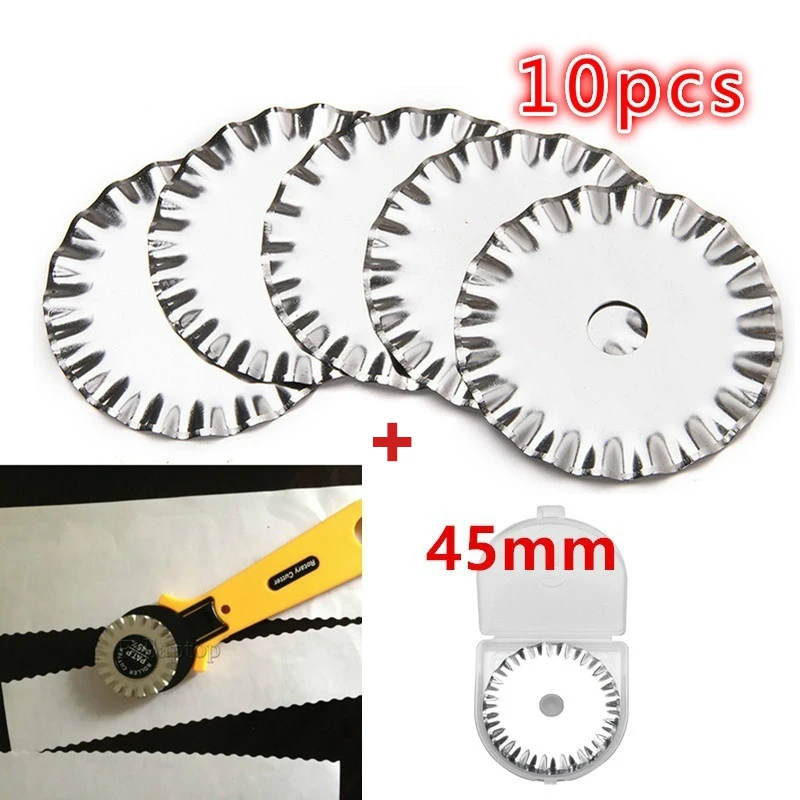 5pcs/10pcs 45mm Roller Cutter Wave Rotary Cutter Blades Sewing Quilting Fits Crafts Patchwork Fabric Leather Paper Cutting Tool