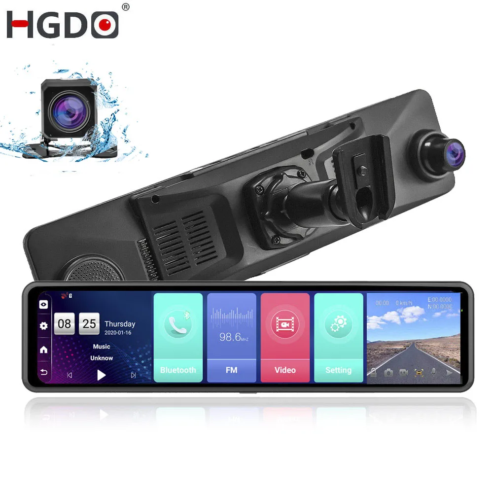 Автомобильный видеорегистратор HGDO 12 дюймов 4G Android 8 1 GPS WiFi FHD 1080P зеркало заднего