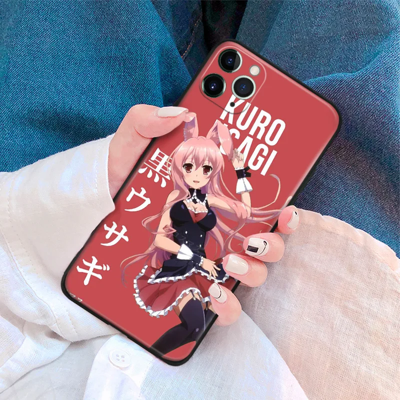 Kuro Usagi аниме милое искусство Мягкий силикон для iPhone Se 6 6s 7 8 Plus X XR XS 11 12 Mini Pro Max