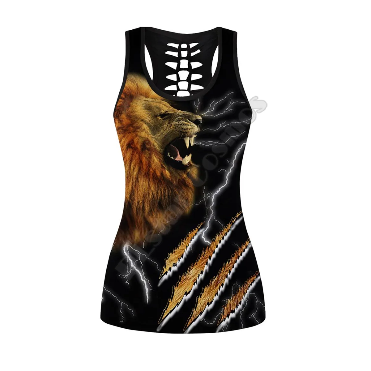 

Summer Sexy Yoga Tank tops Lightning Lion 3D Printed womens Hollow Out vest Casual Women Fashion vest Drop shipping