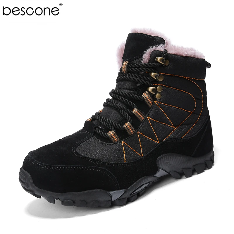 BESCONE/мужские теплые зимние ботильоны водонепроницаемые повседневные короткие