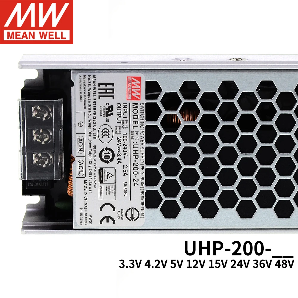 Meanwell UHP 200 AC к DC источник питания со светодиодом IP20 тонкий тип 200W PFC Импульсный 3 V 5V