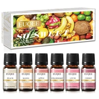 euqee 6pcs fruit perfume oils for humidifier diffuser body care strawberry cherry litchi apple mango 10ml fragrance aroma oil