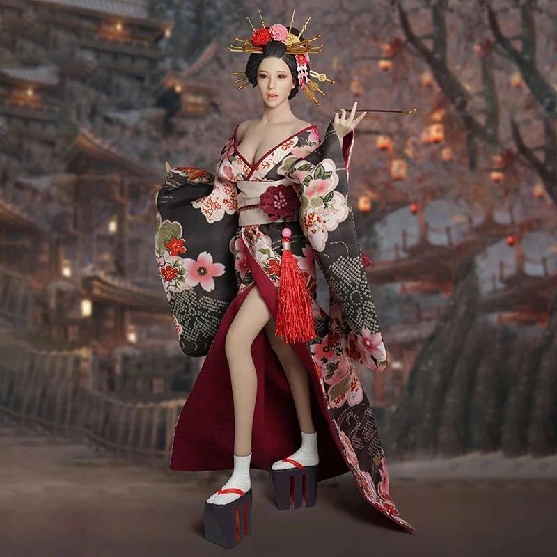 Супер утка SET052 1/6 японский Голова гейши скульптурный костюм комплект кимоно одежда подходит для 12 дюймов Suntan большая грудь фигурки тела