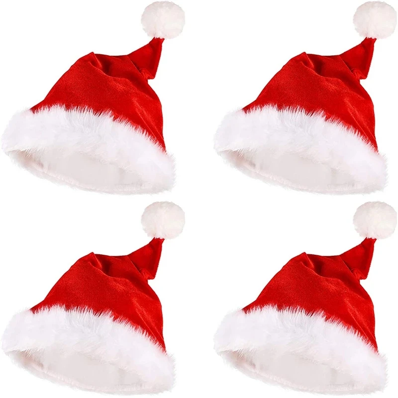 

10/20/50pcs New Year Thick Christmas Hat Adults Kids Christmas Decorations Home Xmas Santa Claus Gifts Navidad Decor Winter Caps