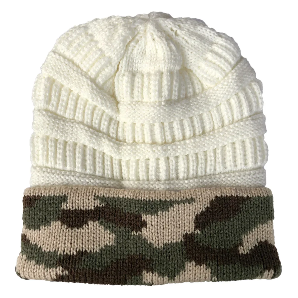 Зимняя женская модная теплая камуфляжная вязанная шапка повседневная хорошая