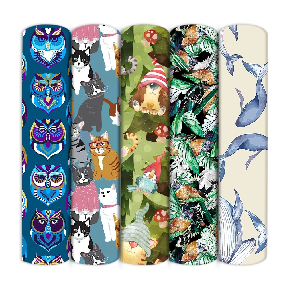 Сова собака птицы КИТ полиэстер хлопок/4 способ стрейч ткань лоскутное шитье