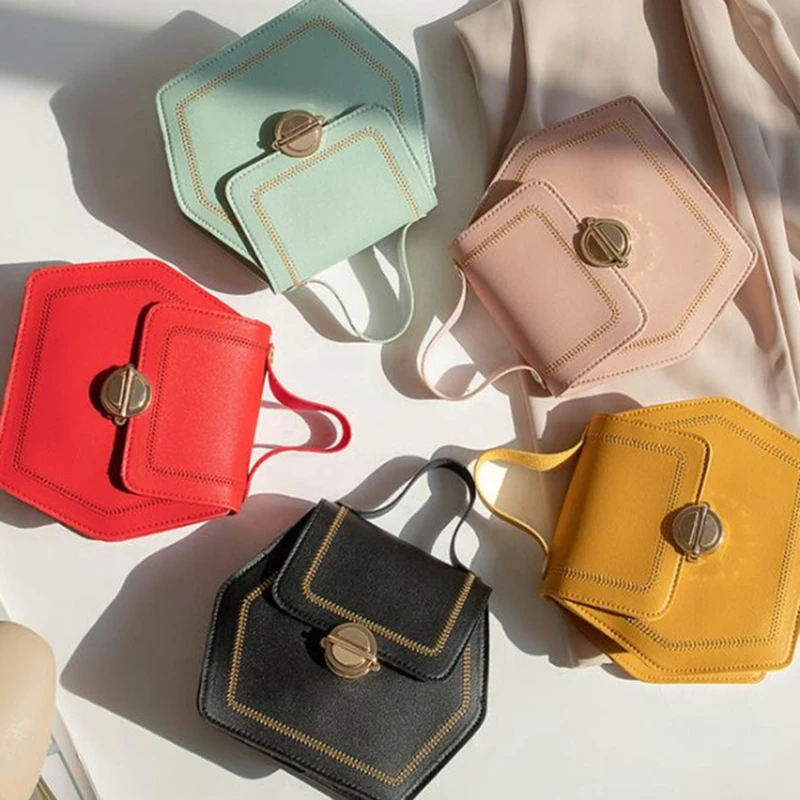 

Hexagon Women PU Leather Small Mini Handbags Cross Body Phone Bags Bolsa Feminina Shoulder Bag Slim Strap Fashion Bags