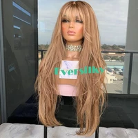 200density fringe golden auburn blonde 360 lace frontal human hair wigs with bangs remy glueless full closure wig long 30inches