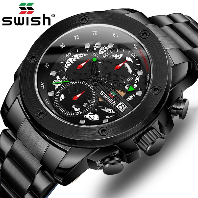 Роскошные мужские кварцевые наручные часы от лучшего бренда роскошные черные