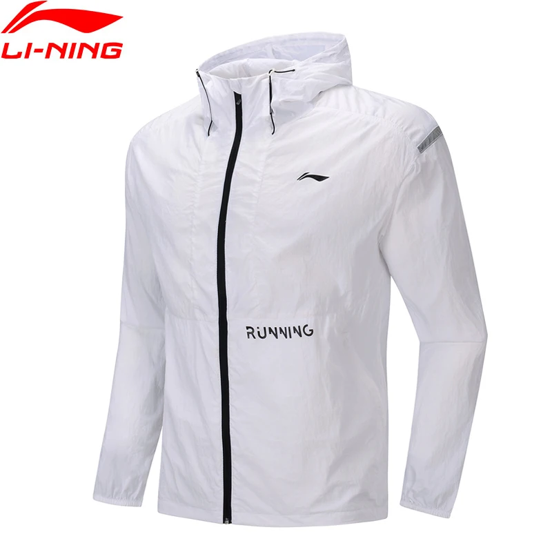 Li-Ning Мужская ветровка для бега нейлон анти УФ Обычная посадка топы Удобная подкладка с капюшоном спортивные пальто AFDP219 CJAS19
